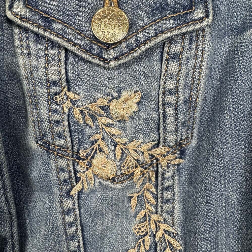 White House Black Market Embroidered Denim Jacket - Picture 3 of 5